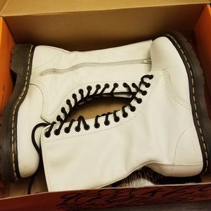 Dr. Martens White Mid-Calf Boots